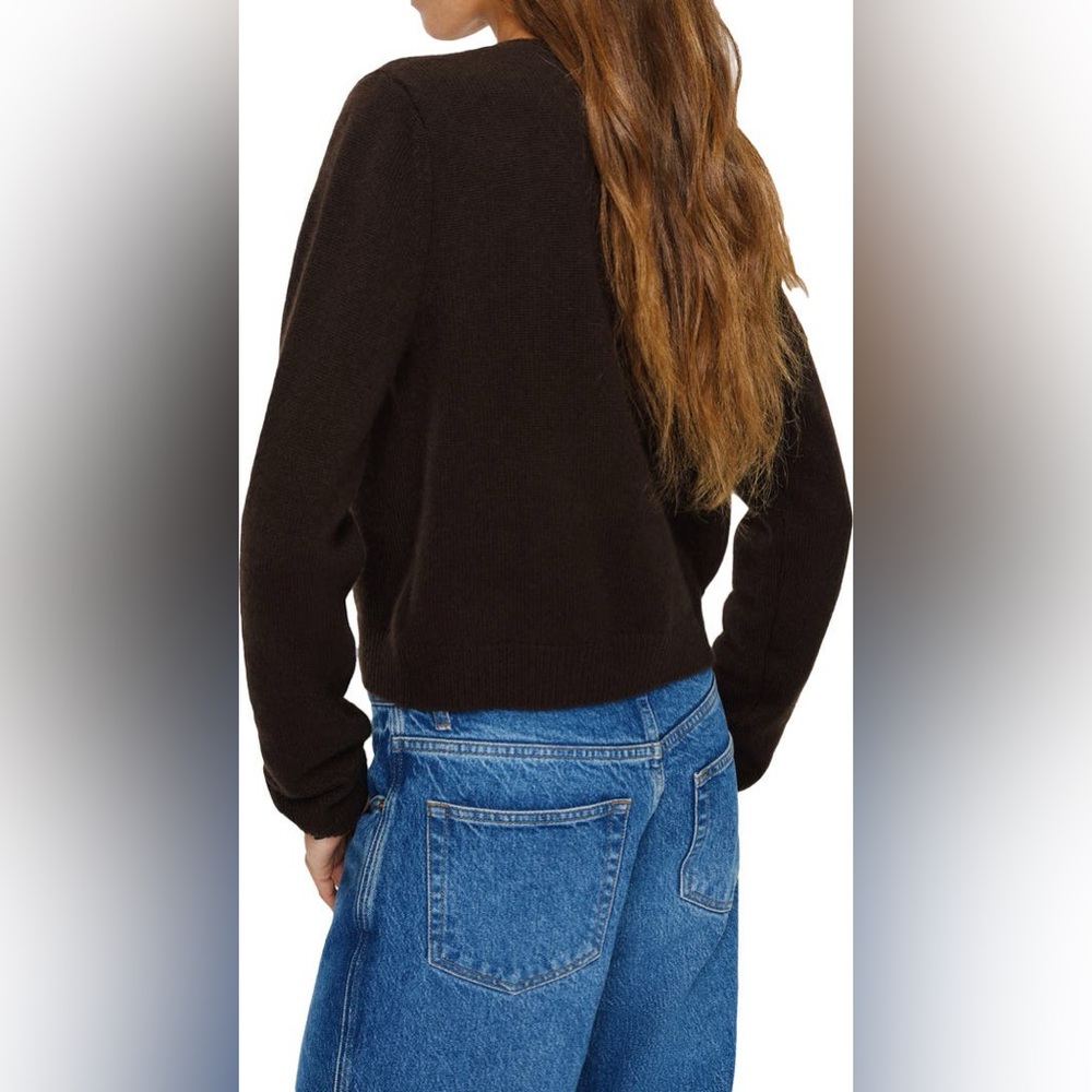 REFORMATION Clara Cashmere Crew Cardigan in Mole Size S - Picture 5 of 9